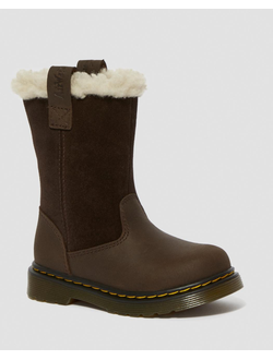 Зимние ботинки Dr. Martens TODDLER JUNEY SUEDE FAUX FUR LINED DARK BROWN