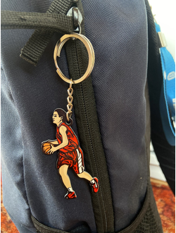 Брелок Баскетболистка (металлический плоский двусторонний)