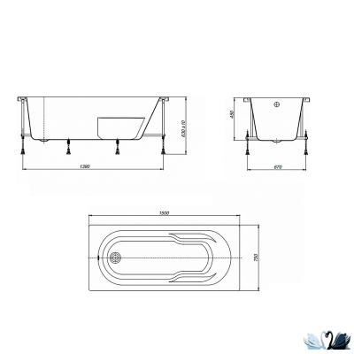 Акриловая ванна Roca Genova N 160 x 70 ZRU9302973, прямоугольной формы