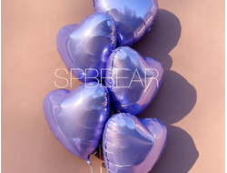 Фольгированные шары Сердца 5 штук лавандовые