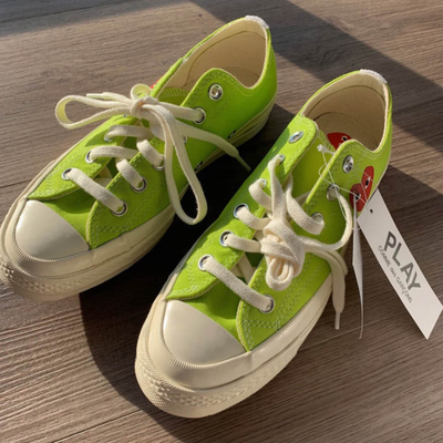 Текстильные салатовые Кеды Converse Comme des Garcons низкие с красным сердцем 168302c
