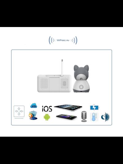 Видеоняня Ramicom VRC300, монитор 12,7 см. и одна поворотная видеокамера с датчиком движения и доступом на смартфоне с аккумулятором в мат. блоке и с DVR, HD