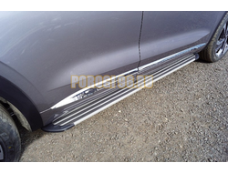 Пороги алюминиевые "Slim Line Silver" 1820 мм ТСС для Geely Monjaro 2023-