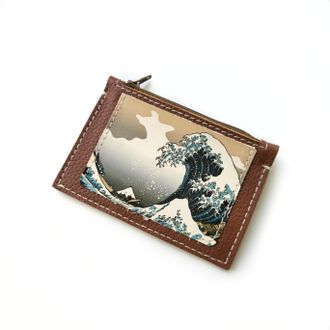 Мини-портмоне на молнии с принтом по мотивам картины Кацусики Хокусая "Большая волна в Канагаве"