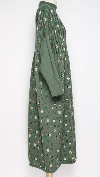 ПЛАТЬЕ БОХО хлопок "ПРОВАНС РУКАВ РЕЗИНКА" малахит р.52-56