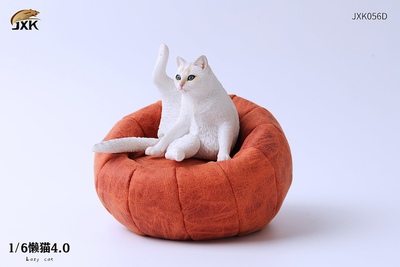 Котик на пуфике (белый) - Коллекционная ФИГУРКА 1/6 scale lazy cat 4.0 (JXK056D) - JXK