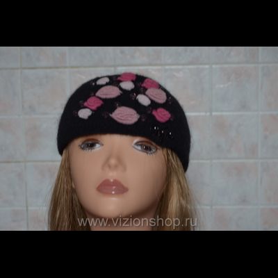 Повязка  на голову черная Vizio Италия 5175 F  с розочками  и кристаллами