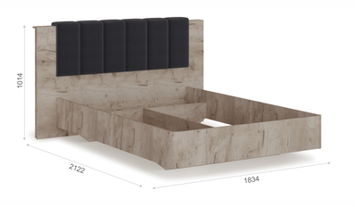 Кровать Джулия, крафт серый/белый глянец, разный размер