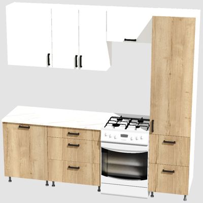 Кухня Эконом 1,8 метра с колонкой (1300х500) Цвет: Белый/Дуб Вотан