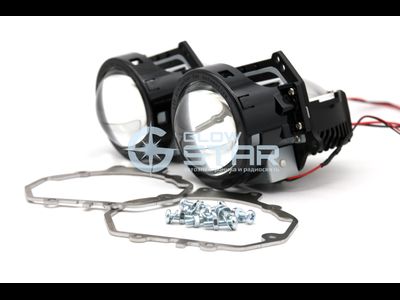 Набор Bi-Led линз Mitsubishi Pajero 4 (2006 - 2014) Aozoom A3+ New с переходными рамками (ремкомплект)