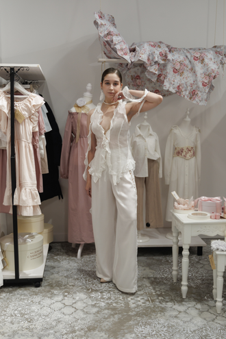 Брюки палаццо из тенселя со вставками