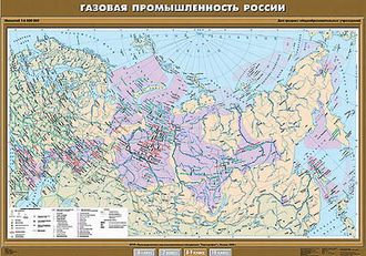 Учебн. карта "Газовая промышленность России" 100х140