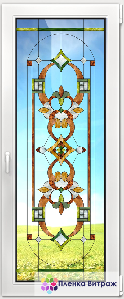 Витражная пленка, витражная пленка самоклеющаяся, пленочный витраж с классическим рисунком