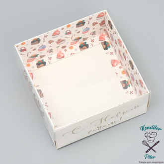 Коробка для кондитерских изделий с PVC крышкой «С Новым годом», сладости, 12 х 6 х 11.5 см