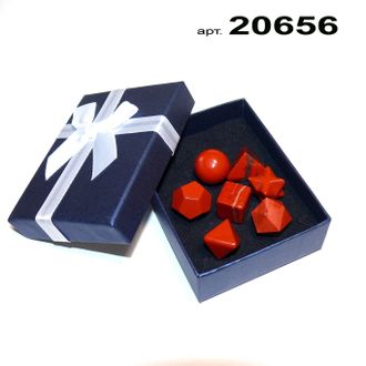 Платоновы тела из красной яшмы (набор) арт.20656: в подароч.упаковке - 68,8г