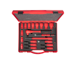 Набор диэлектрического инструмента 1/2" НИИ-05 серия ПРОФИ торцевые шестигранные головки с трещоткой 1/2" для работ под напряжением до 1000 В, стандарт VDE