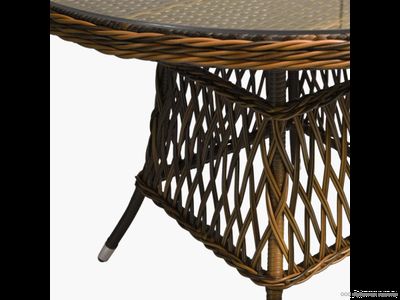 Стол ПРОВАНС круглый/стекло 70см из ротанга