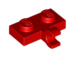 Plate, Modified 1 x 2 with Clip on Side Horizontal Grip, Red (11476 / 6178488 / 6313120)