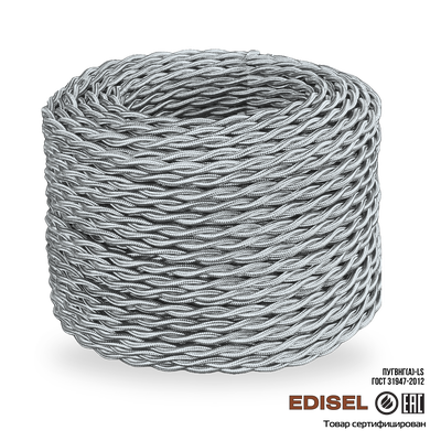 Витой ретро провод 2х1.5 песочный шелк бухта