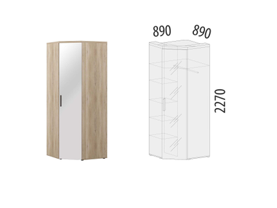 Шкаф угловой с зеркалом (лев/прав) Кашемир 900.09