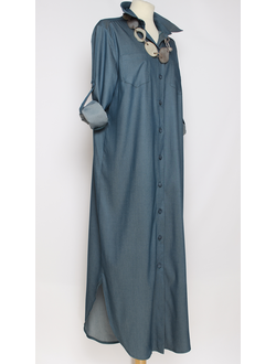 ПЛАТЬЕ "САФАРИ - ДЖИНС" морская волна р.46