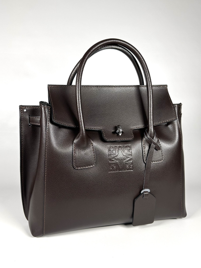 Женская темно-коричневая форматная сумка из натуральной толстой кожи Vera Pelle  022032