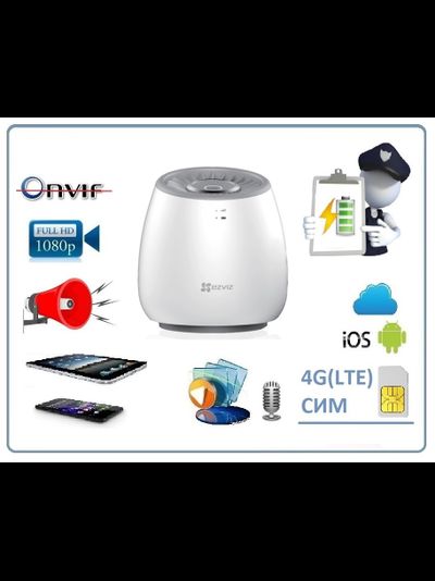 EZVIZ  WLB (CS-WLB LTE) базовая станция с сиреной + аккумулятор+ поддержка СИМ карт (4G)  с DVR. Full HD для Ezviz Mini Trooper 2 (С3А)