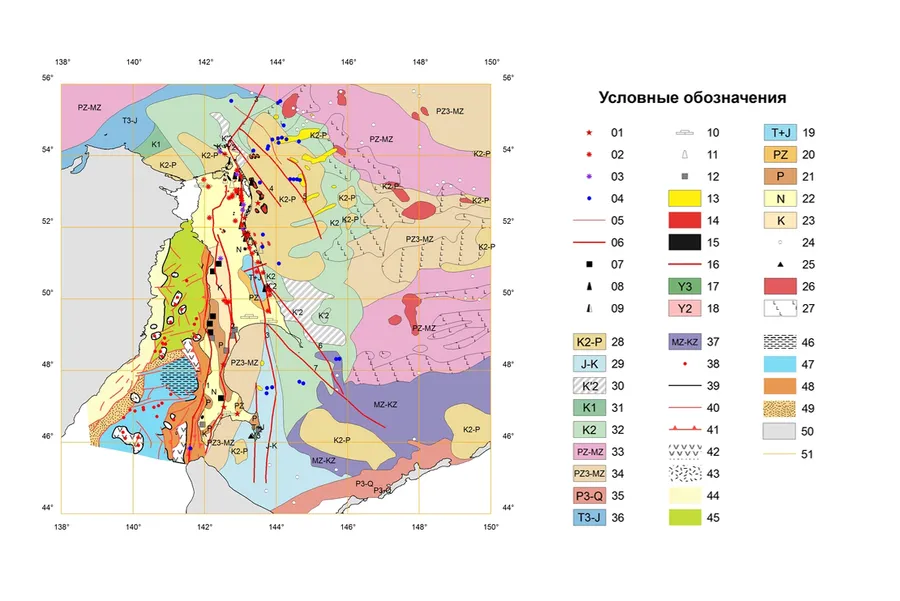 Геологическая карта острова Сахалин