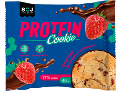 Печенье "PROTEIN COOKIE" со вкусом клубники покрытое шоколадом без сахара 40гр (10)*4