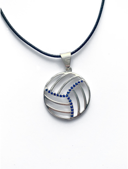 Кулон "Волейбольный мяч с синими фианитами"