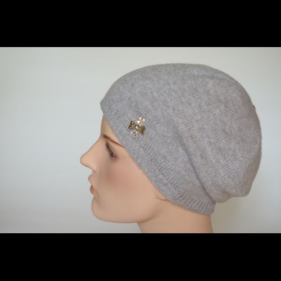 Серый вязаный берет из кашемира Loro Piana Италия Vizio 7016