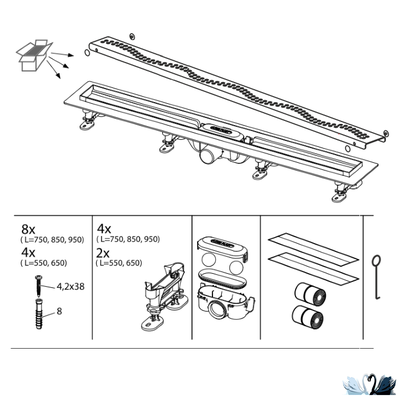 Лоток для душа Alcadrain APZ8-650 Simple желоб в комплекте с решеткой