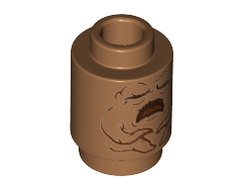 Brick, Round 1 x 1 Open Stud with Reddish Brown Mandrake Face and Open Mouth Pattern, Medium Nougat (3062bpb065 / 6299867)