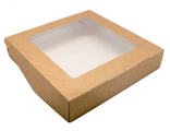 Коробка для печенья/зефира/пирогов/конфет/пончиков крафт с окном, 200*200*40мм