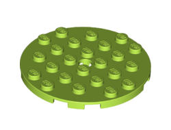 Plate, Round 6 x 6 with Hole, Lime (11213 / 6133836)