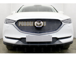 Защита радиатора Mazda CX-5 2017- 3D black верх PREMIUM