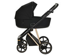 Коляска 2в1 Roan Sol Luxury True Black/Gold (руч.Черная)