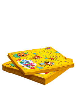 Салфетки, Три Кота, С Днем Рождения!, Желтый, 33*33 см, 20 шт.