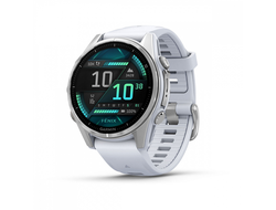 Умные часы Garmin Fenix 8 - 43 мм, AMOLED серебристый корпус, белый ремешок (010-02903-00)