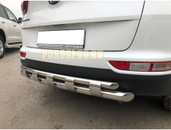 Защита заднего бампера двойная с перемычками d60/42 для Kia Sportage (2016-2018)