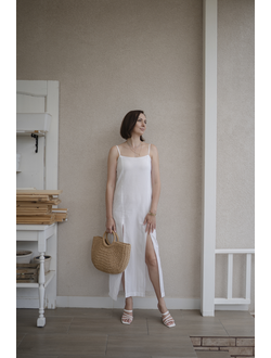 Платье-комбинация из вареного хлопка (молочного цвета)