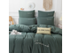 Однотонный сатин постельное белье с вышивкой цвет Серо зеленый (1.5 спальное, двуспальное, Евро и Дуэт семейный) CH046