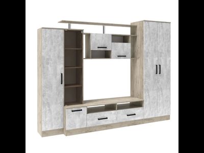 Гостиная "Оскар-5" Дуб Крафт Серый/Цемент (ТЭКС)