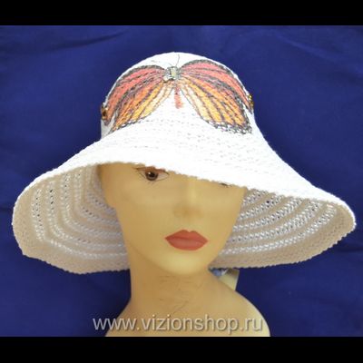 Шляпа с принтом бабочка Vizio Италия 5471 FF белая