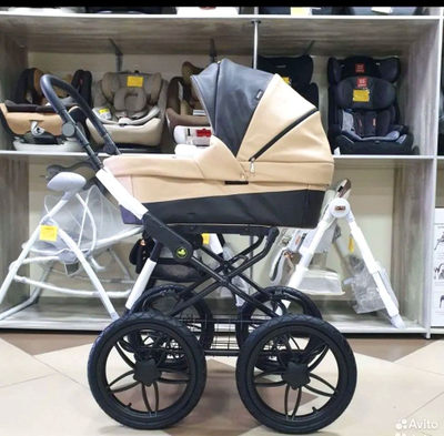 Детская коляска 2 в 1 Cobabe 6300L Коричневый Экокожа