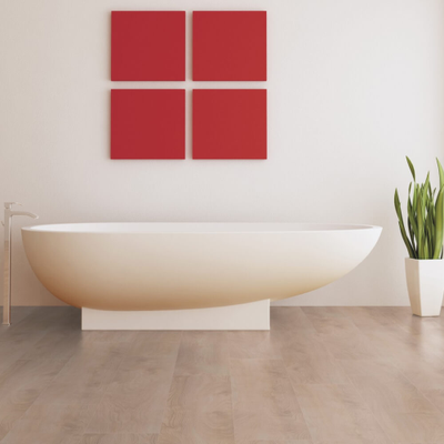 Ламинат Wineo Дуб Финляндия Бежевый LA225XXLV4 в интерьере ванной