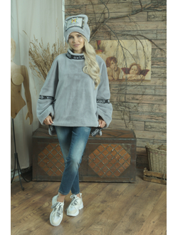 Меховая куртка цвет серо-голубой модель 104