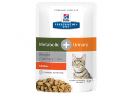 Prescription Diet Metabolic + Urinary, Weight + Urinary Care влажный корм для кошек, с курицей, 85г