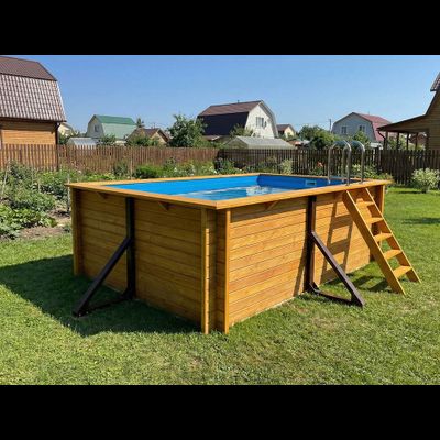 Деревянный морозоустойчивый бассейн "Кая" 370 х 260 х 145 см Кристалл прямоугольный