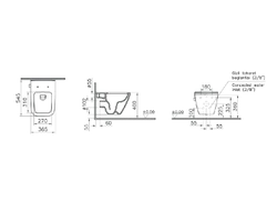 Подвесной унитаз Vitra Integra Square, 54 см, безободковый, с функцией биде и встроенным смесителем, 7082B003-7209